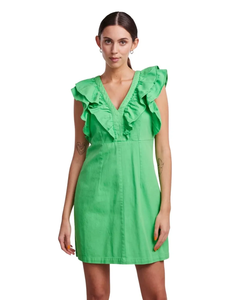 Pieces Pcama SL Ruffle Dress BC vestito taglia XS con balze