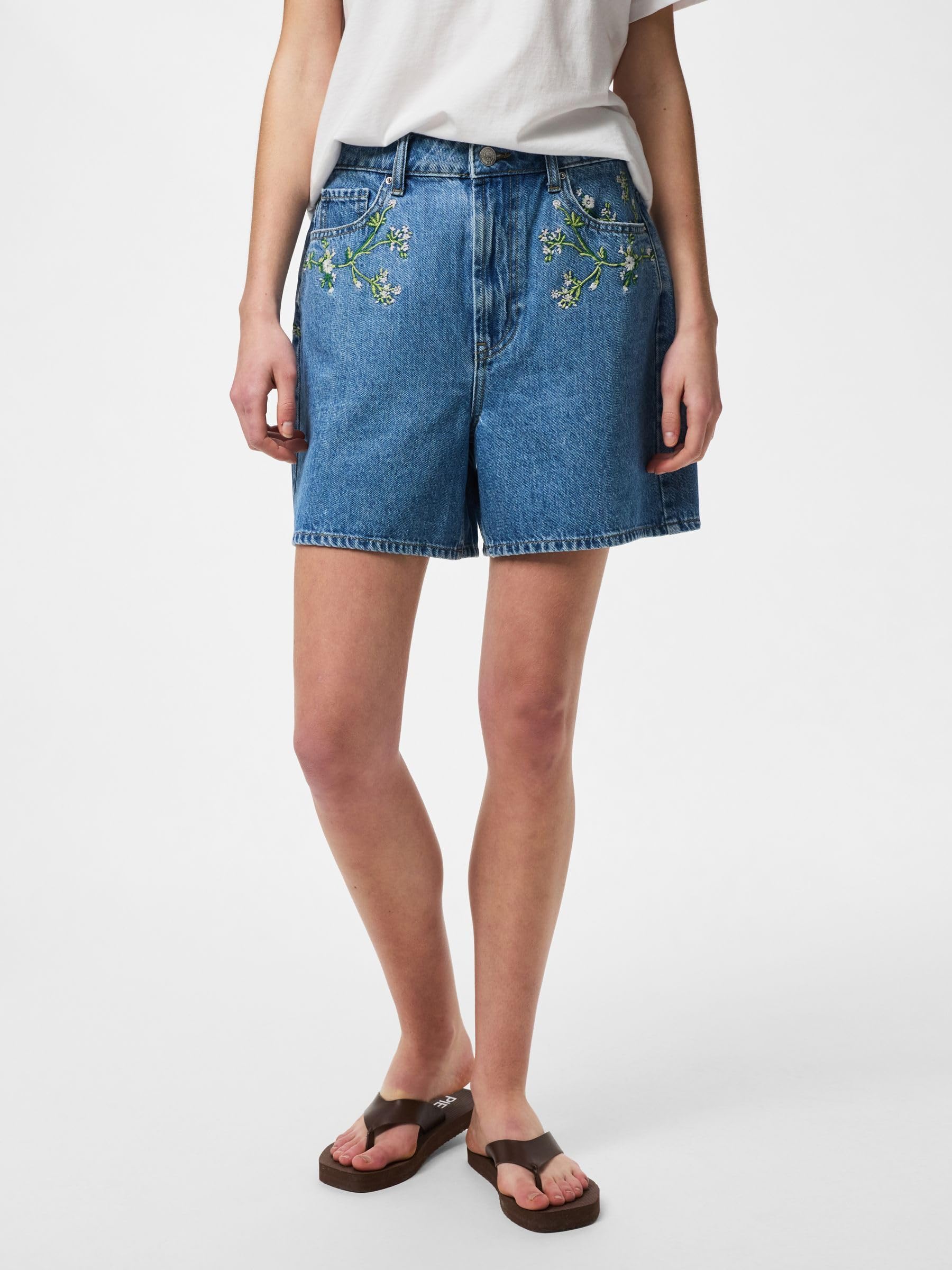 Pieces Pcsky HW Embroidery Denim Shorts shorts donna S ricamo