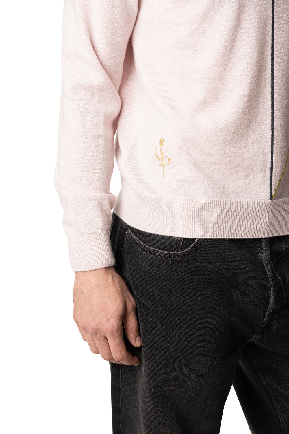 Vittoria Paci Girocollo Intarsio Rosa Cipria Uomo