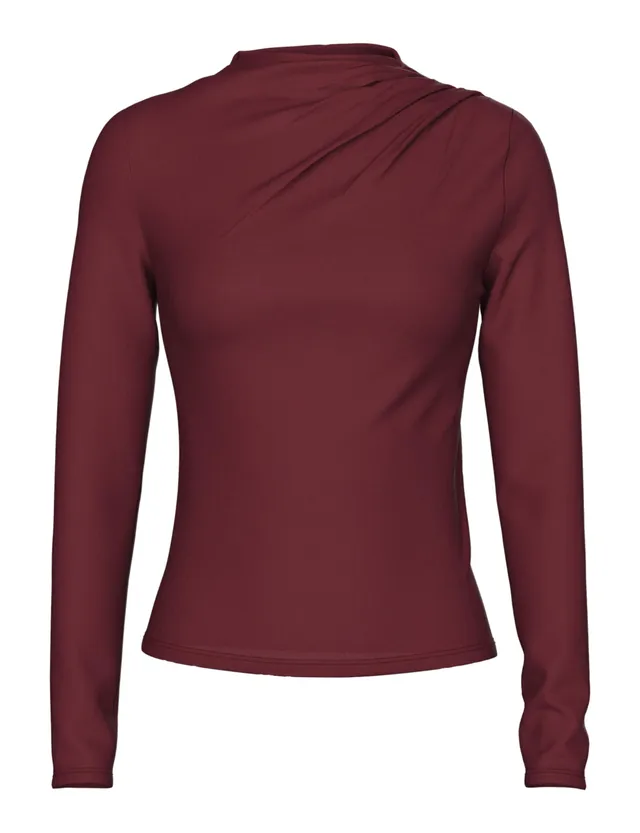 Pieces Pcmadison LS maglia drappeggiata manica lunga
