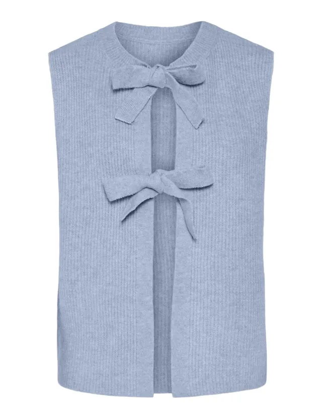 Pieces Pcsilly Rev Tie gilet in maglia donna azzurro XXL