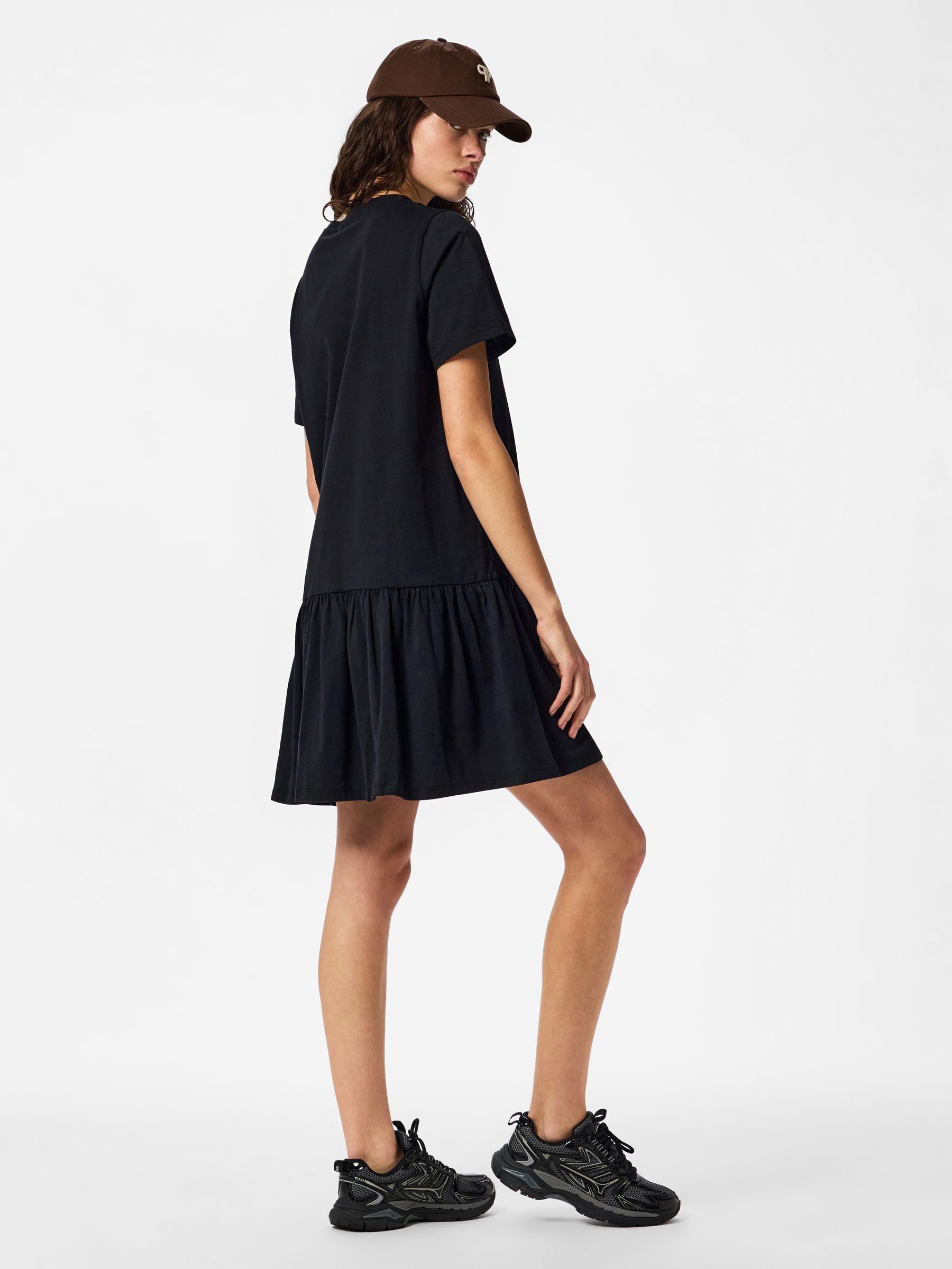 Pieces Pcdisso Abito Donna Nero Jersey Collo Tondo