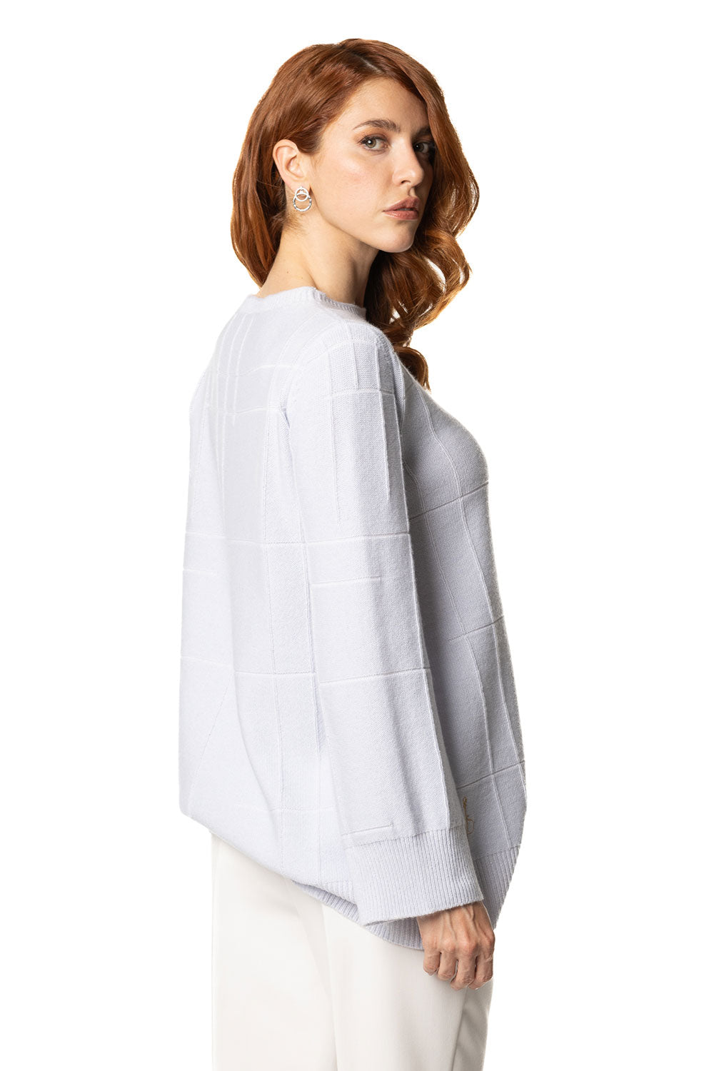 Vittoria Paci collo a barca azzurro donna in cashmere