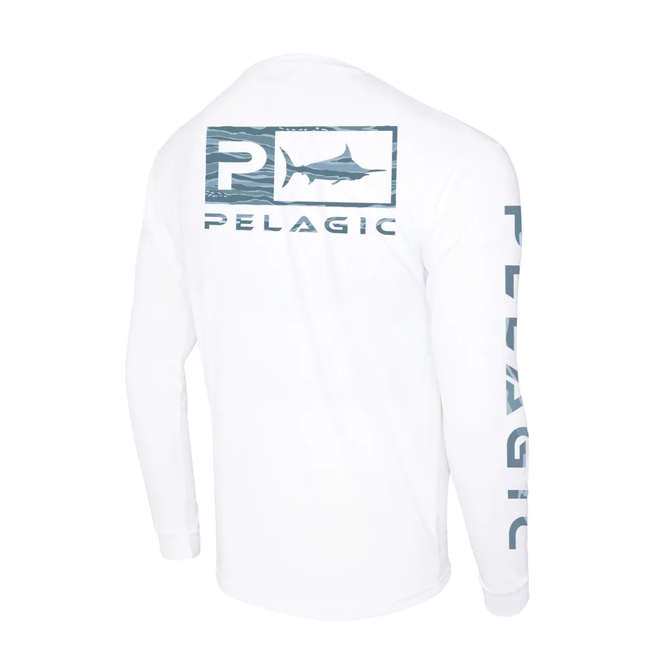 Pelagic Aquatek Wahoo Icon maglia manica lunga bianca UPF 50+