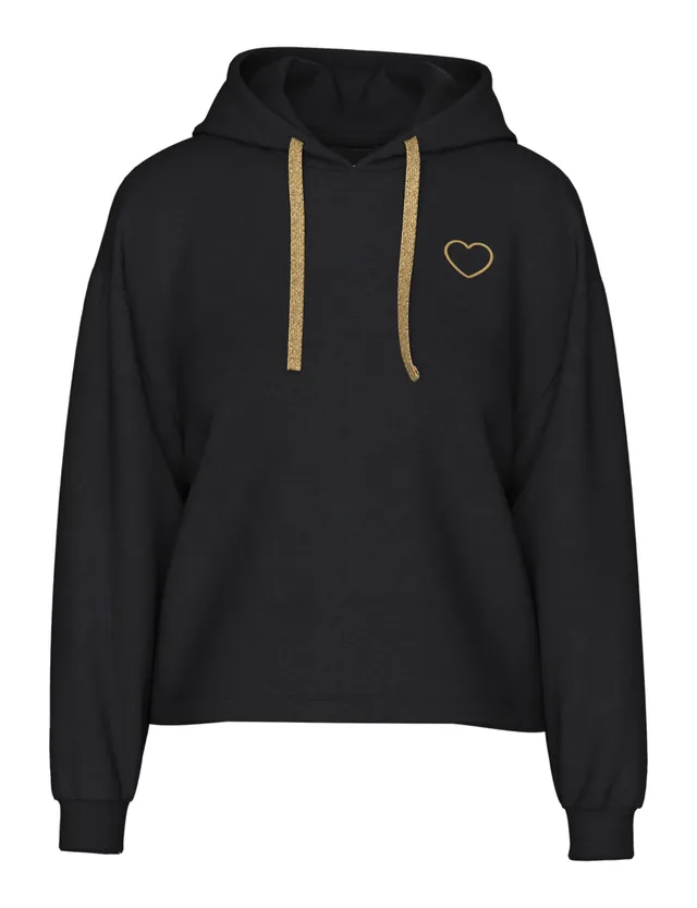 Pieces Pcchilli LS Heart Hoodie felpa con cappuccio manica lunga