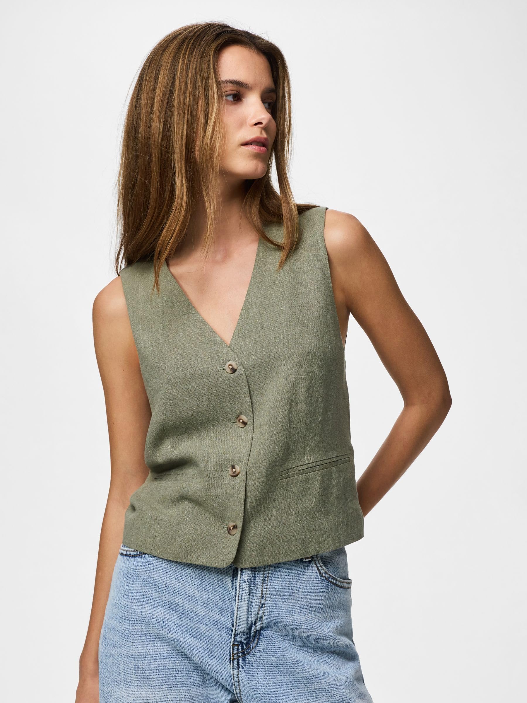 Pieces Pcvinsty gilet corto donna verde uso quotidiano