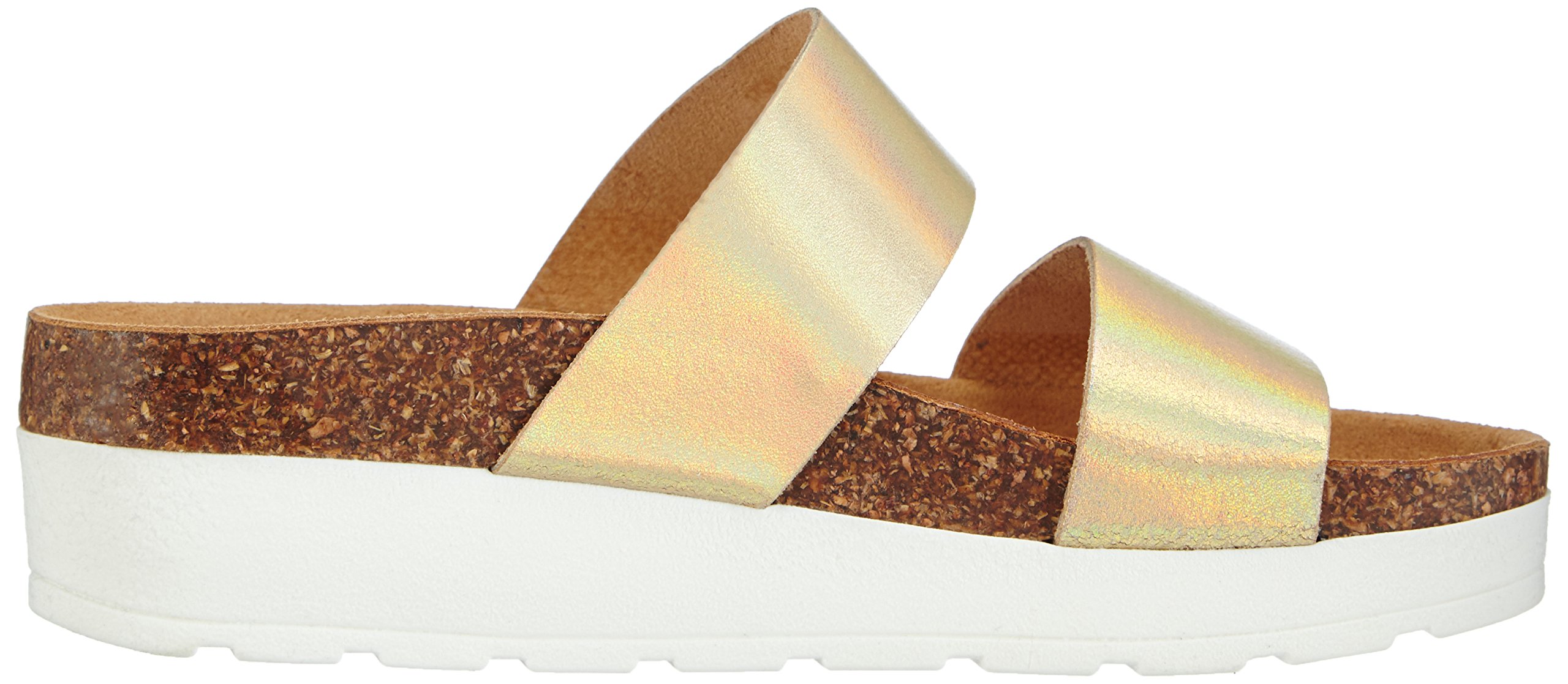 Pieces Tayly Leather Sandal Sandali Zeppa Oro Pelle