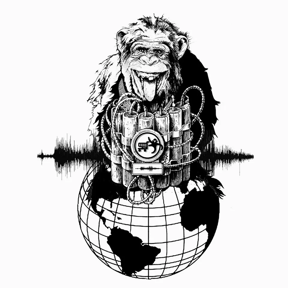 Matrix Music Store Merkel Market Monkey maglietta bianca cotone organico