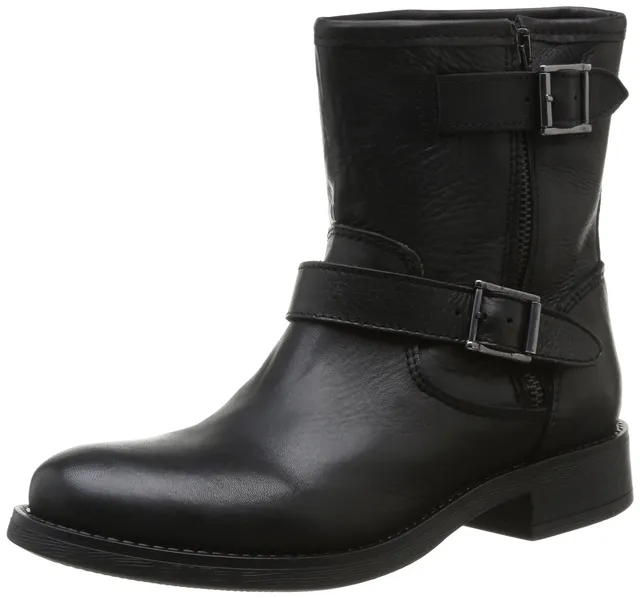 PIECES Iza stivali biker in pelle neri 42 EU