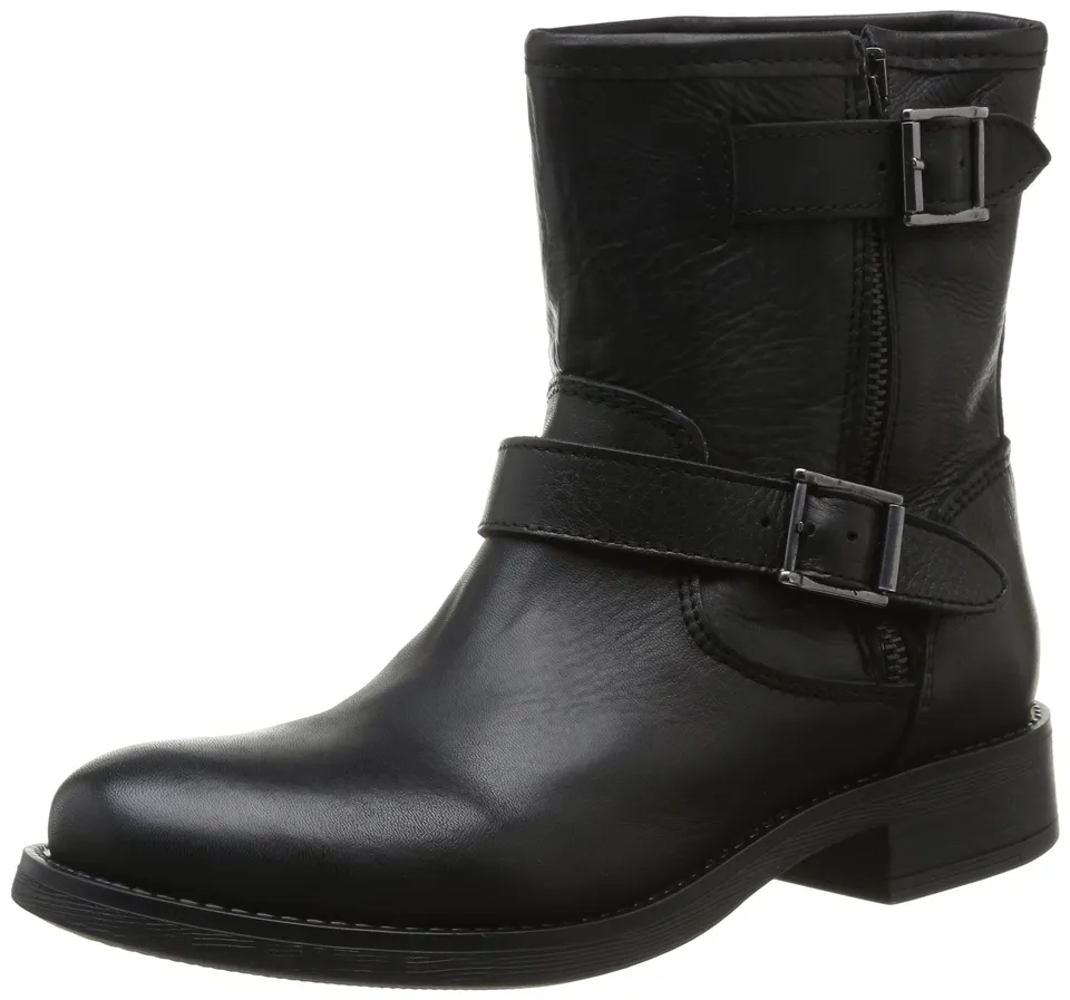 PIECES Iza stivali biker in pelle neri 42 EU