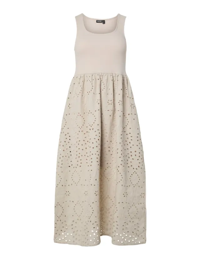 Pieces Pcdulla SL Broderie Anglaise Dress Jrs abito L argento