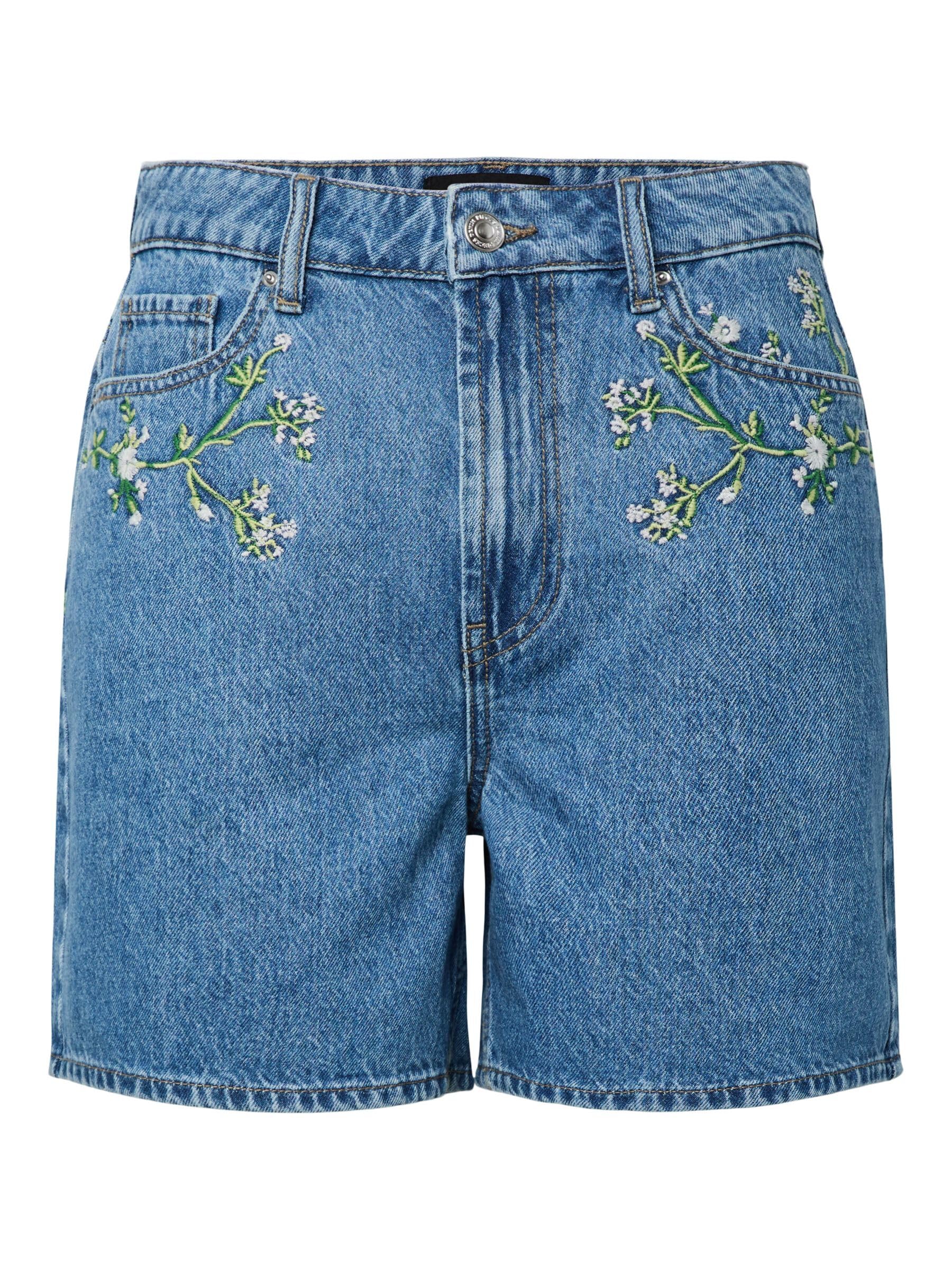 Pieces Pcsky HW Embroidery Denim Shorts shorts donna S ricamo