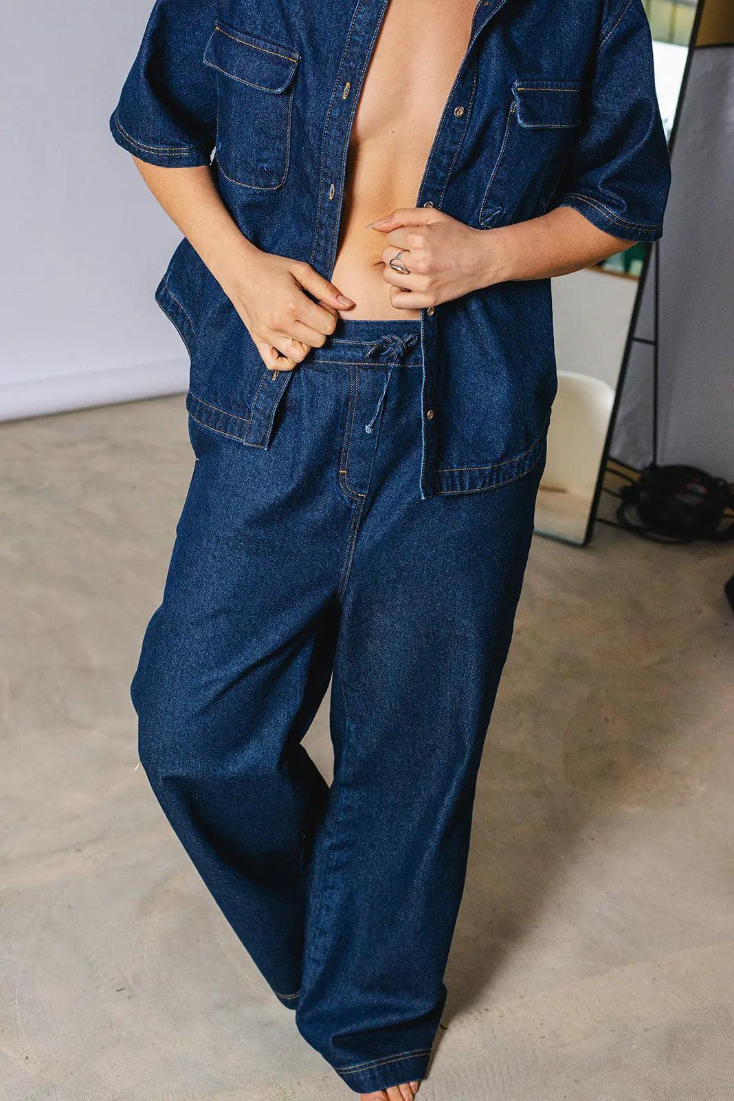 el.residu Elena 2 pantaloni blu cotone