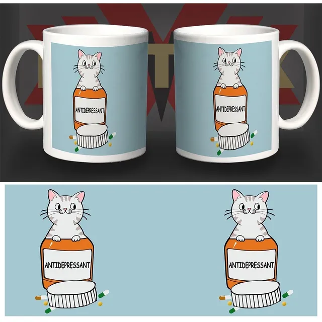 Pet Mug Cat Antidepressant tazza ceramica 8,2 cm