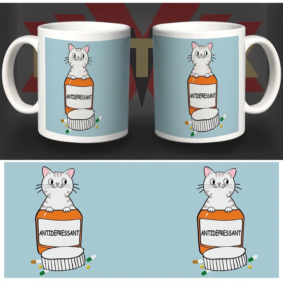 Pet Mug Cat Antidepressant tazza ceramica 8,2 cm