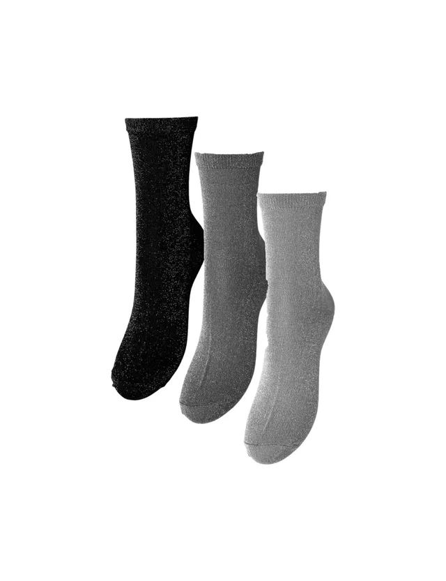 Pieces Pcshirley calzini donna glitter grigio 3 paia