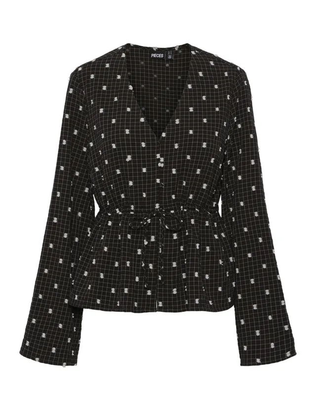 Pieces Pcnovalee LS Tie Top camicia donna XS maniche lunghe