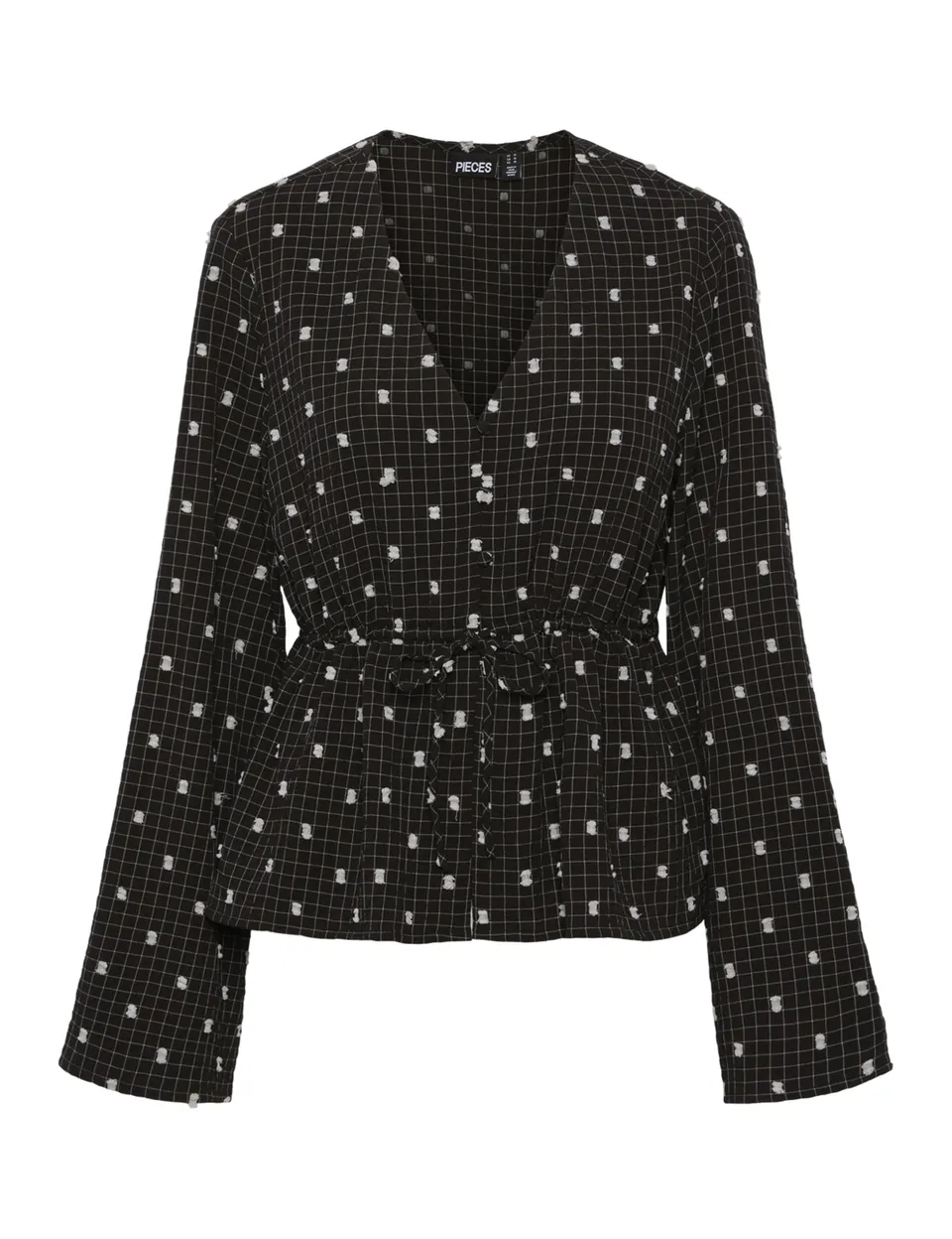 Pieces Pcnovalee LS Tie Top camicia donna XS maniche lunghe