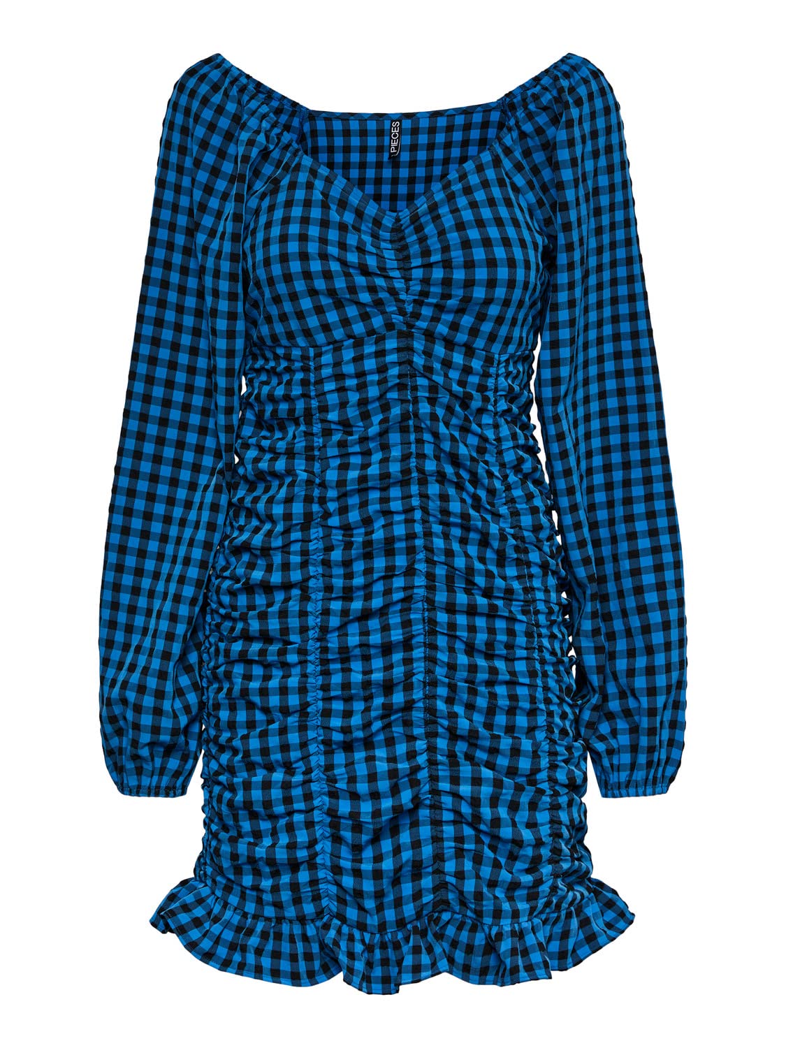 Pieces Pcnoelia LS Dress vestito quadri blu XL