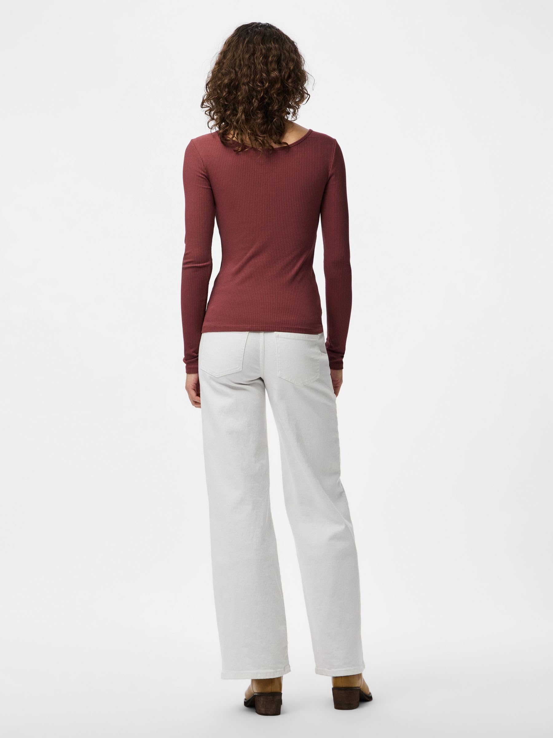 Pieces Pckitte LS Top Noos Maglietta Donna M Burro di Mela