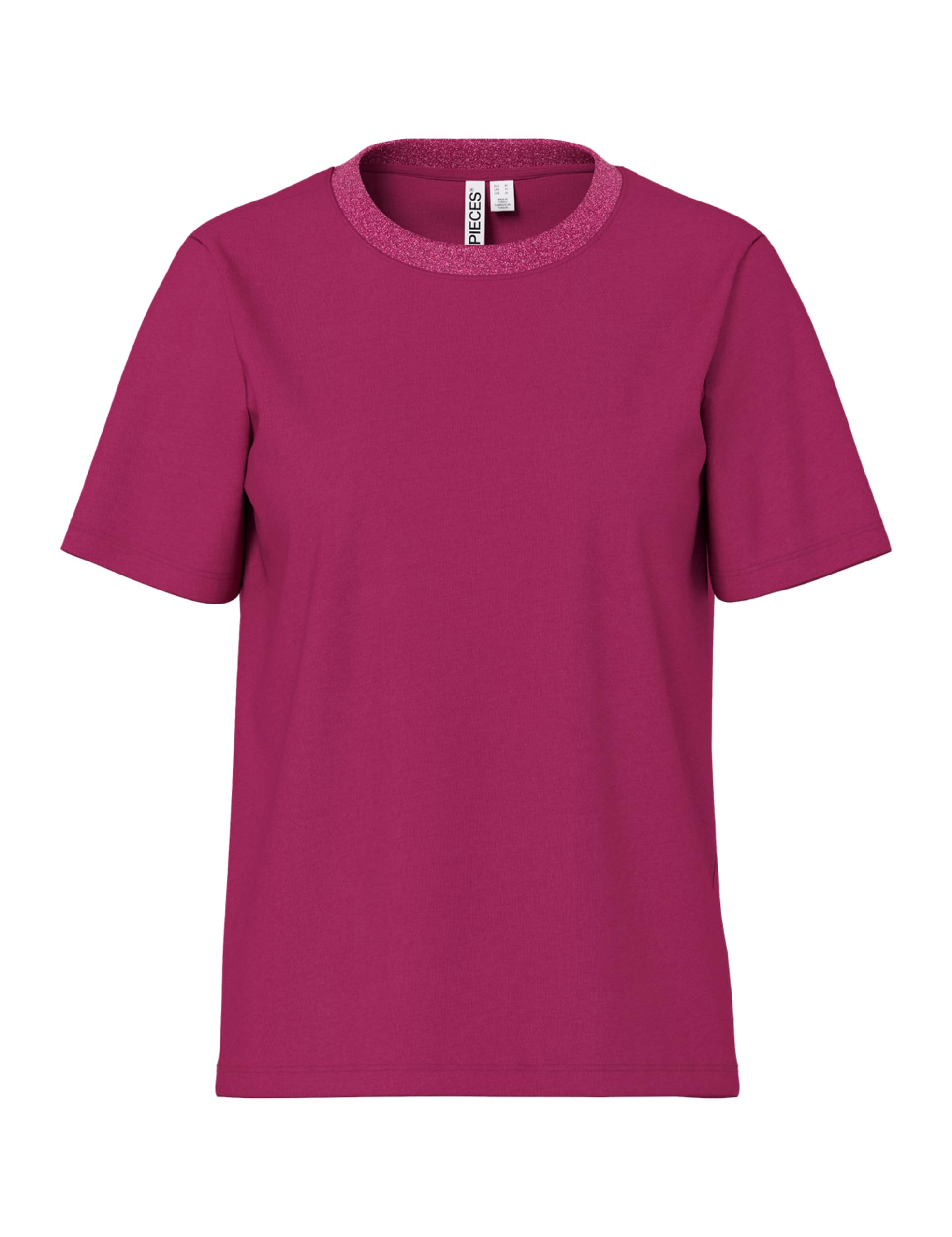 Pieces Pcria SS Lurex Neck Tee Jrs Noos BC t-shirt donna