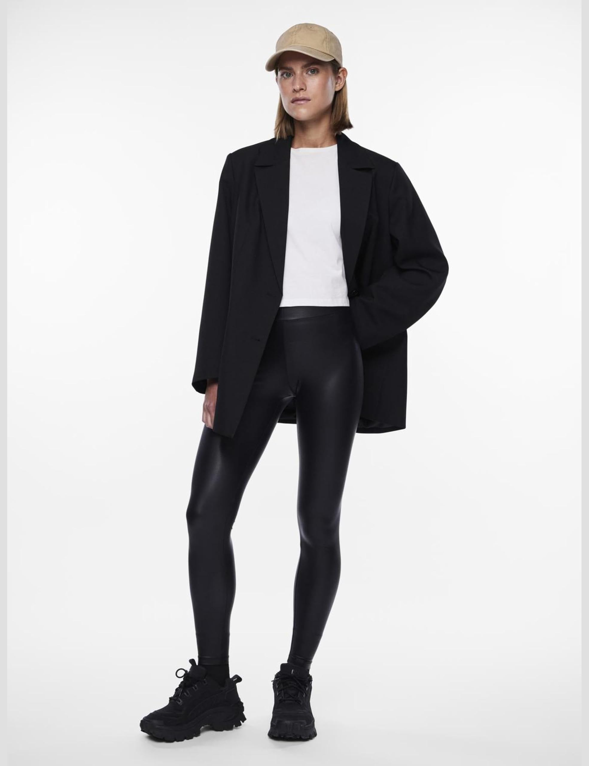 PIECES leggings ecopelle donna M-L effetto opaco