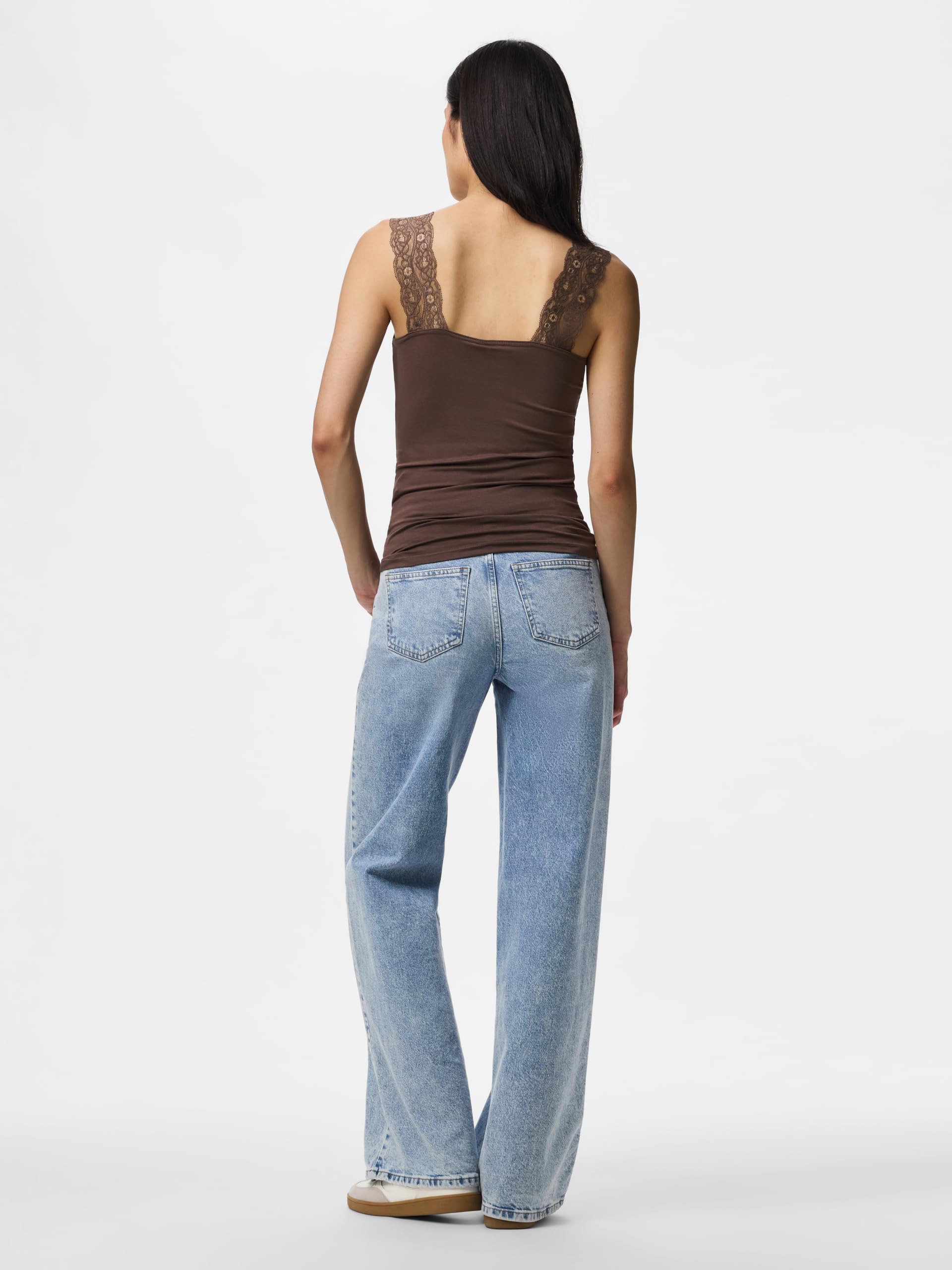 Pieces Pcbarbera top pizzo donna Castor Gray traspirante
