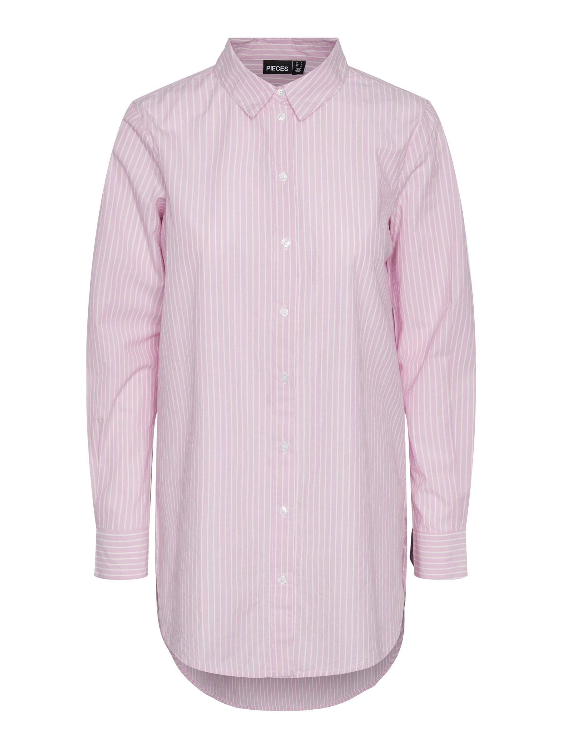 Pieces Pcjiva camicia donna popeline cotone maniche lunghe