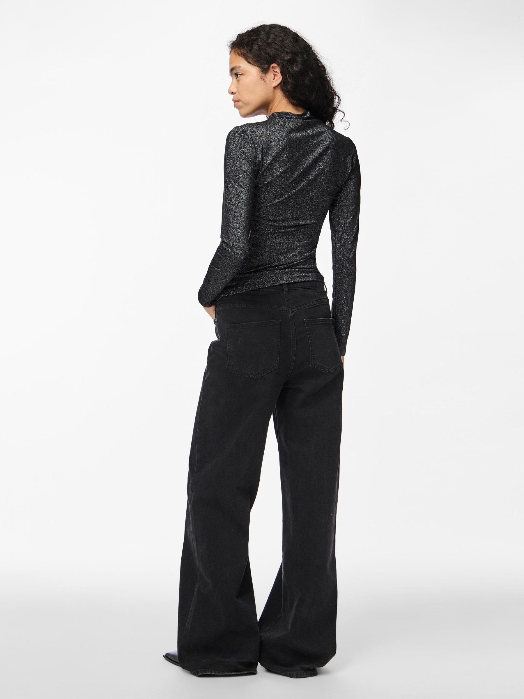 Pieces Pcmonica Glitter Ruching top donna S maniche lunghe