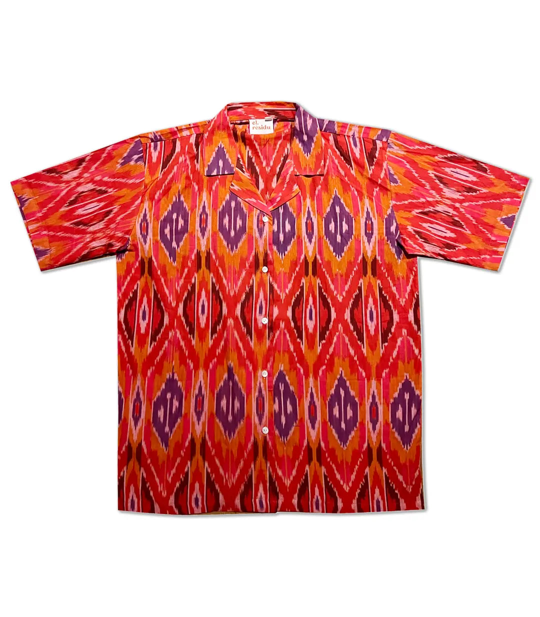 el.residu Sanya Ikat 3 camicia S/M rossa cotone