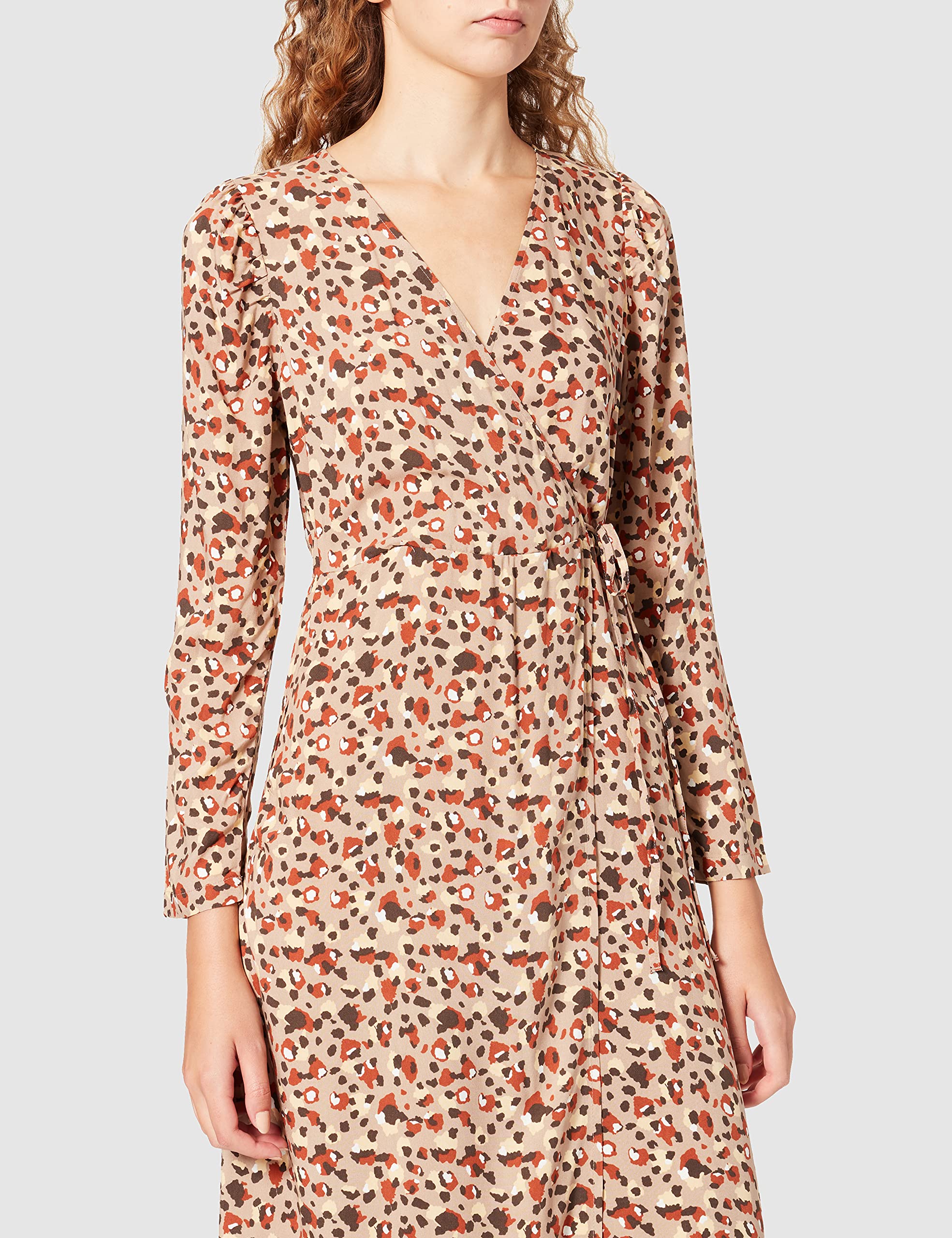 Pieces Pccarly LS Wrap Midi Dress vestito donna fantasia