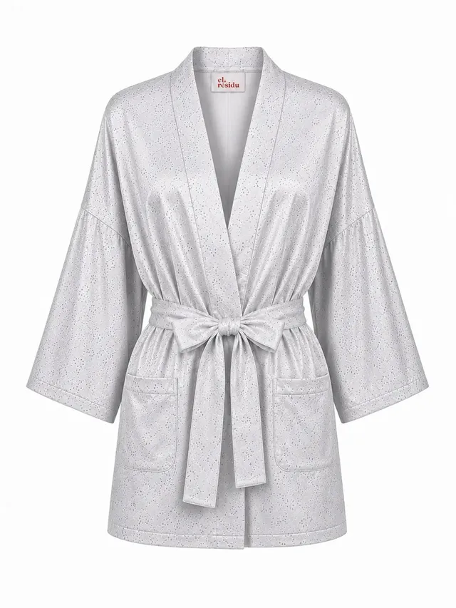 el.residu Asha Dot kimono grigio chiaro seta taglia unica