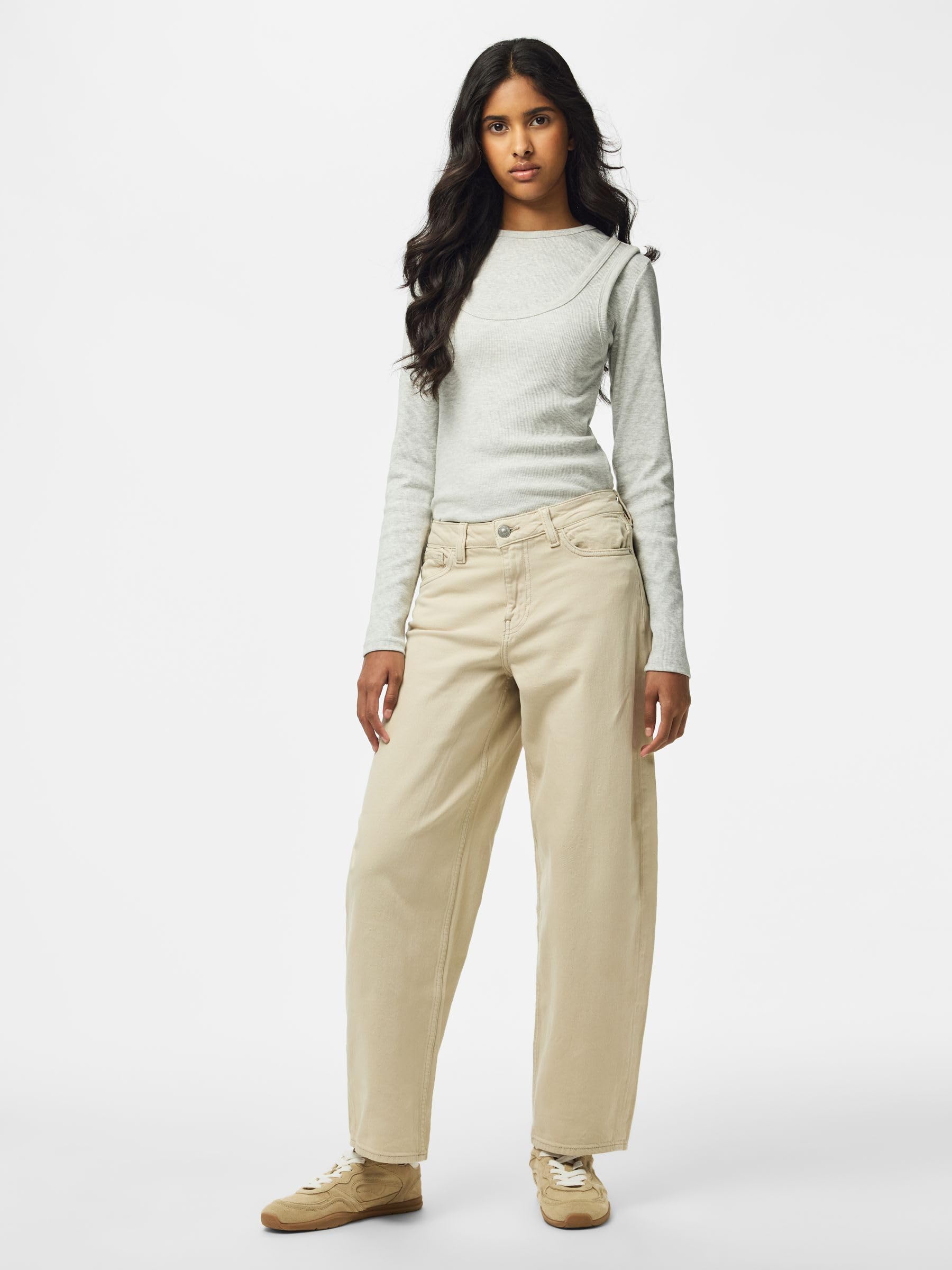 Pieces Pcgrace MW Barrel Ank jeans donna barrel caviglia