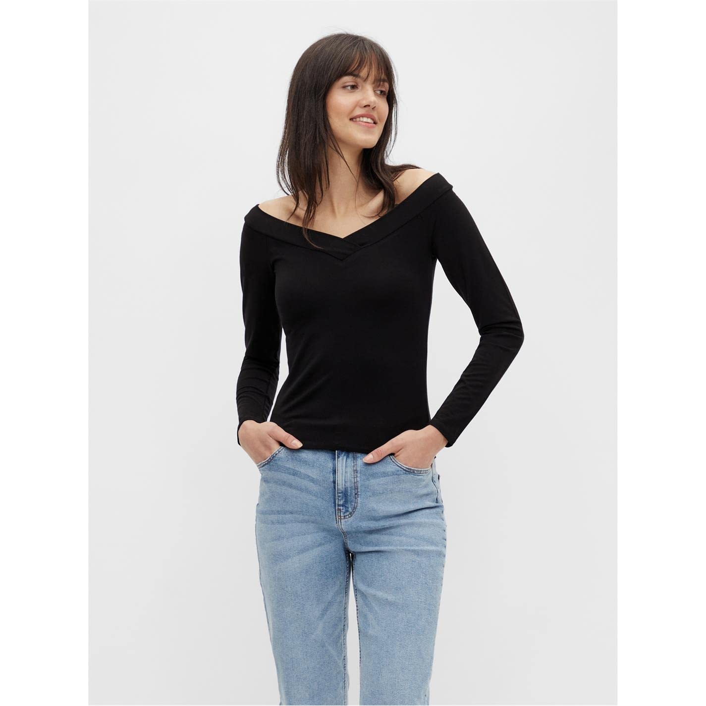 Pieces Pcmaliva top donna maniche lunghe elasticizzato