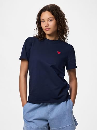 Pieces Pcmila SS Heart Tee t-shirt donna M cuore