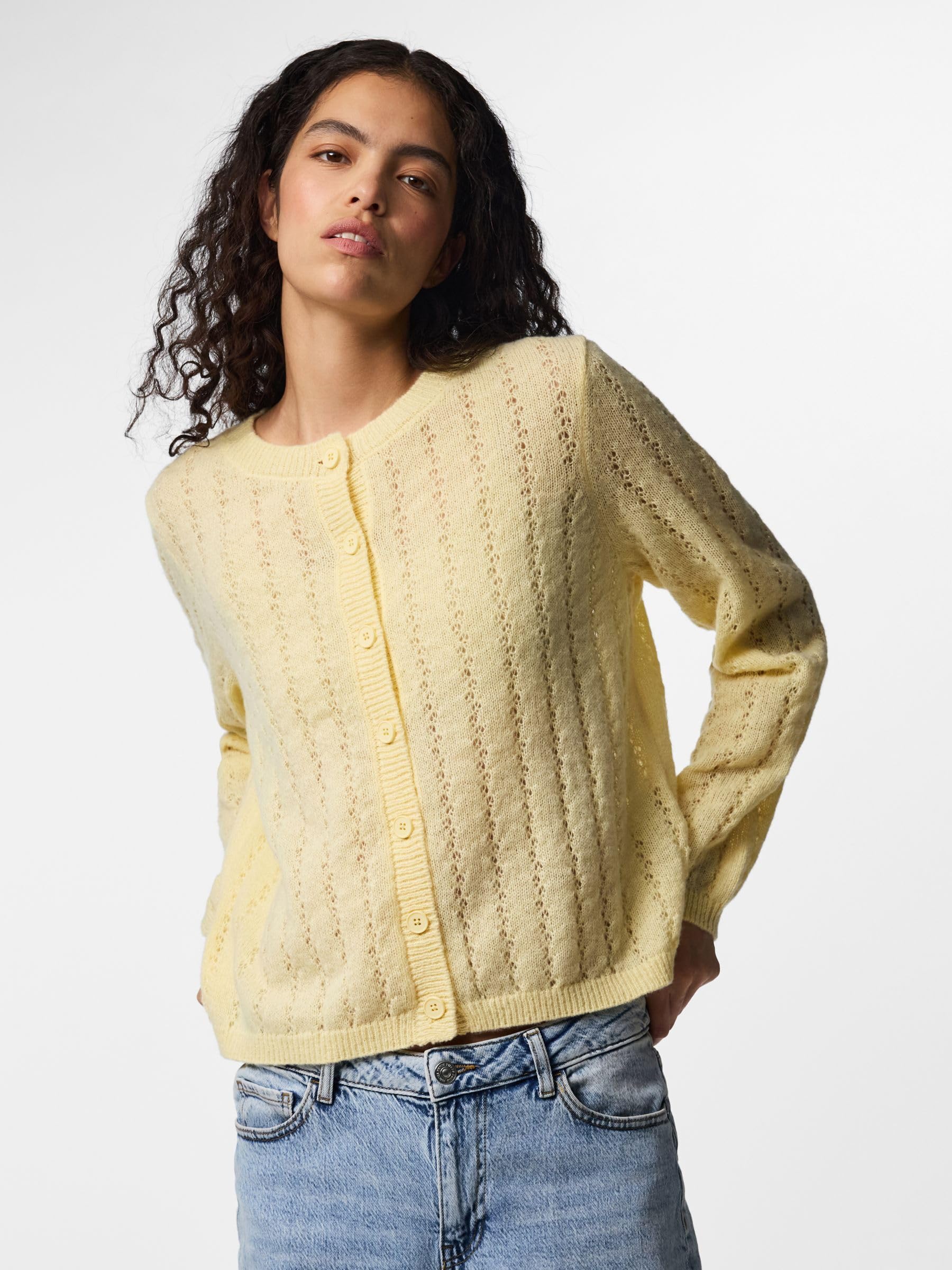Pieces Pcada LS O-Neck Knit cardigan donna girocollo