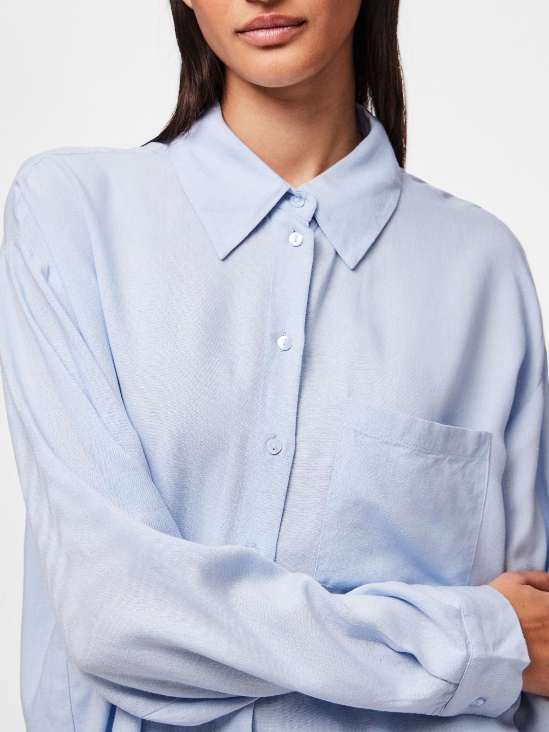 PIECES Pcpia LS Loose Shirt Pwp Mm Noos Camicia M Blu