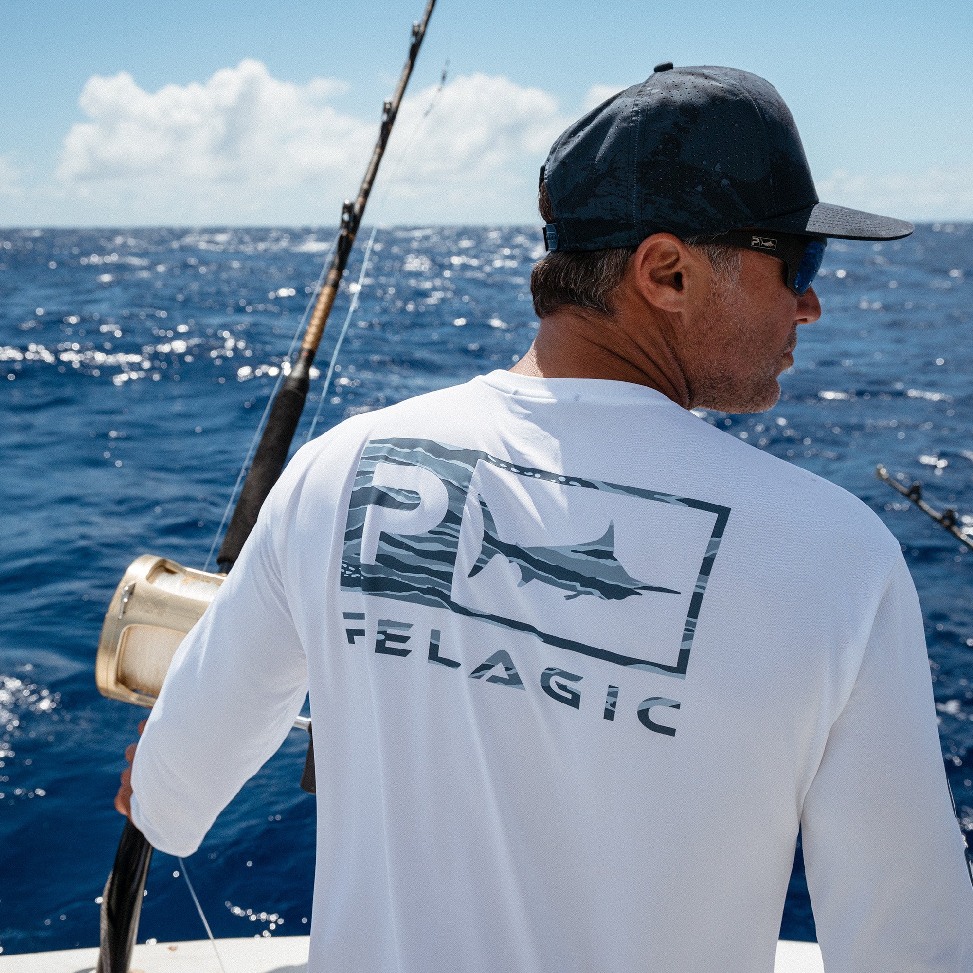 Pelagic Aquatek Wahoo Icon maglia manica lunga bianca UPF 50+