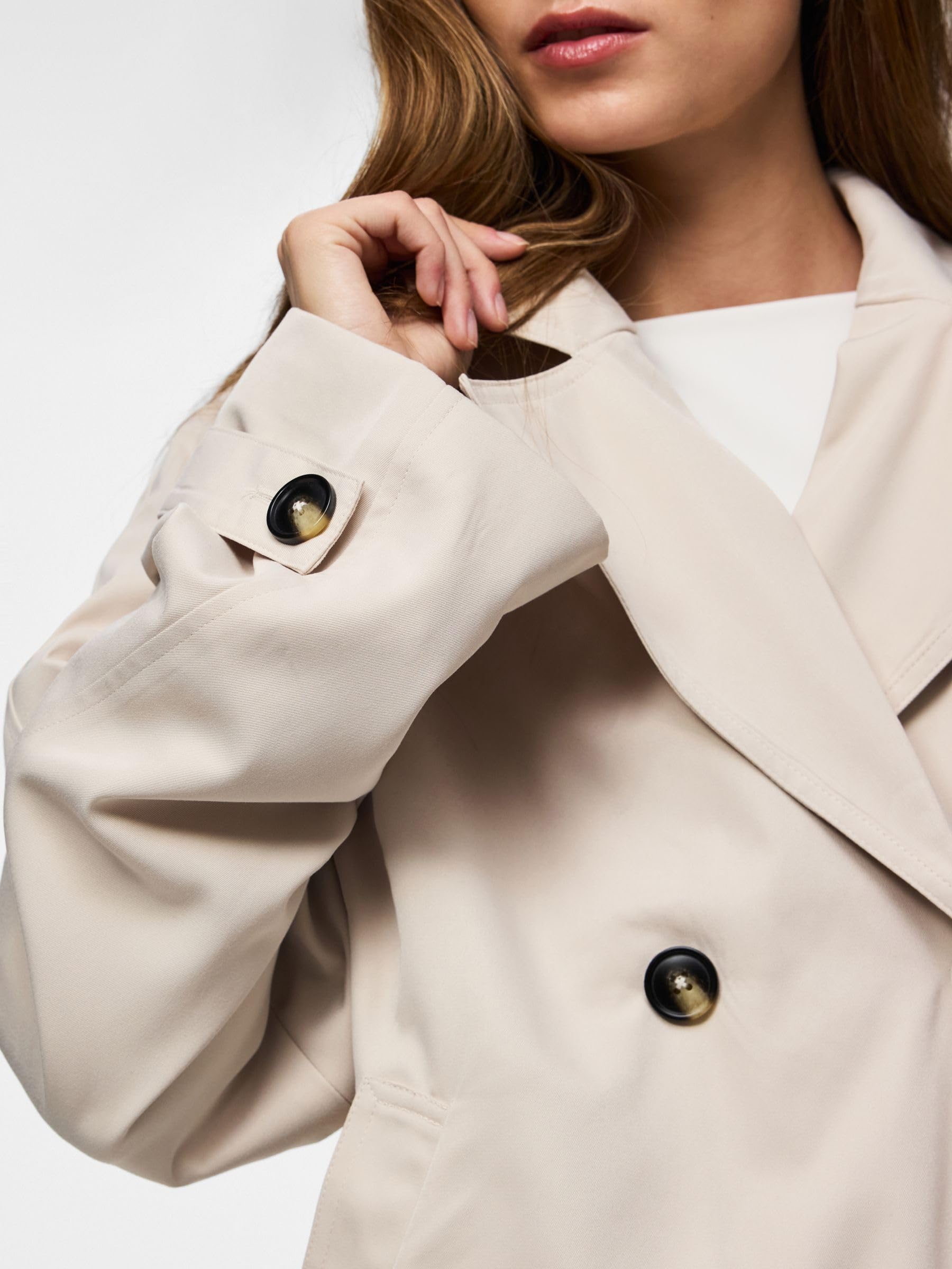 PIECES Pscarlett Short trench corto grigio argento XXL