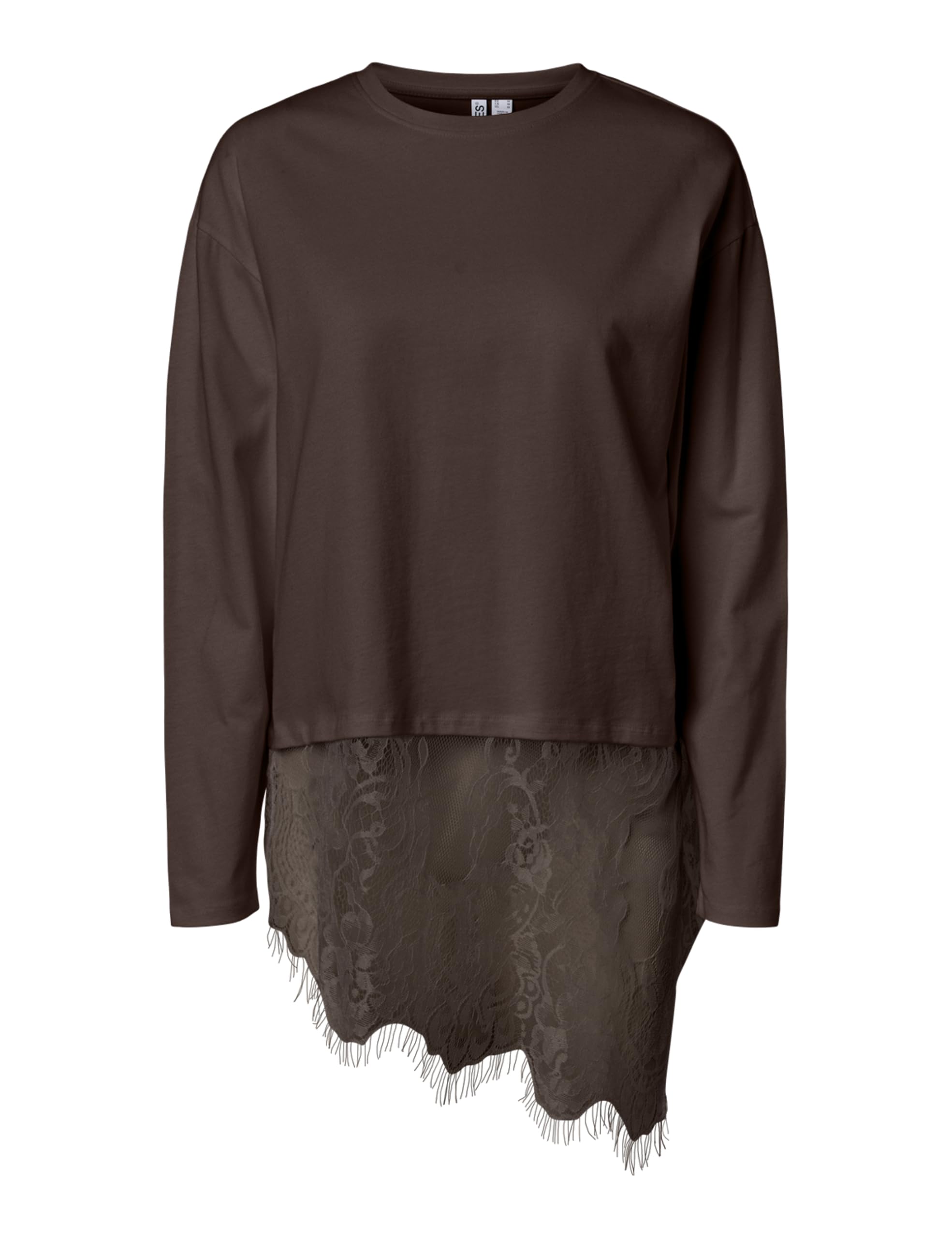 Pieces Pcmave LS Lace top donna maniche lunghe pizzo