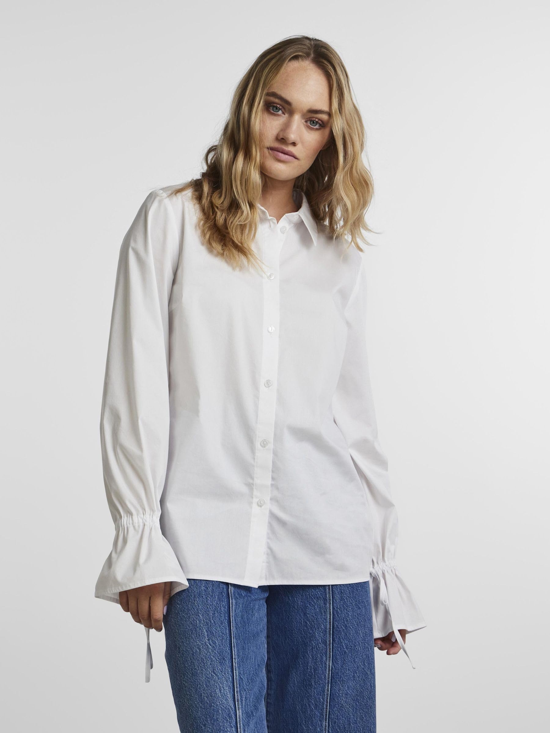 Pieces camicia donna maniche lunghe dritta