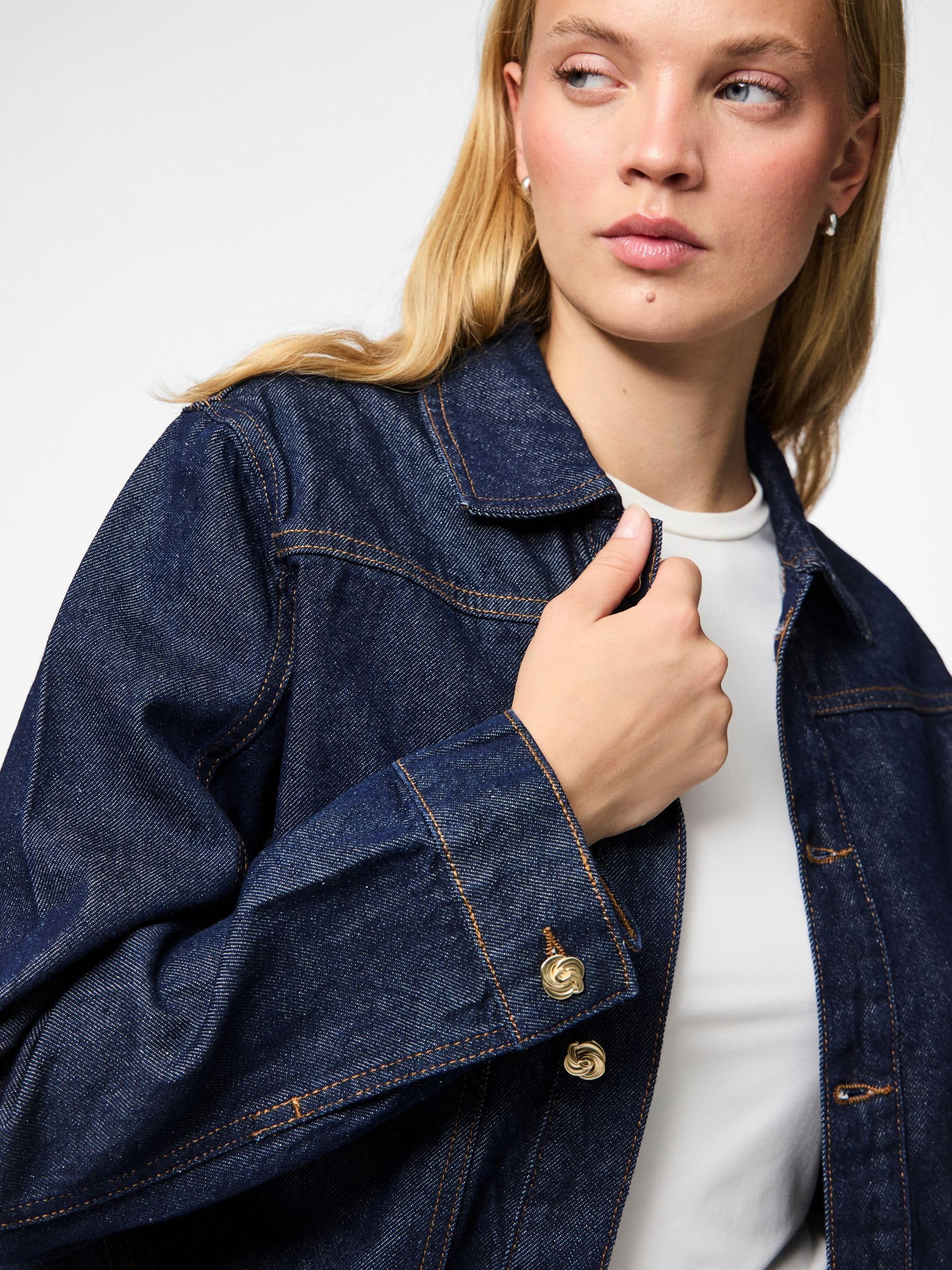 PIECES Pcmalin Denim giacca jeans blu scuro S classica