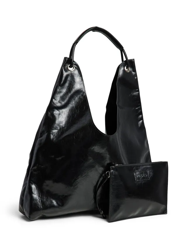 Pieces Pcanestasia Patent Shopper borsa nera