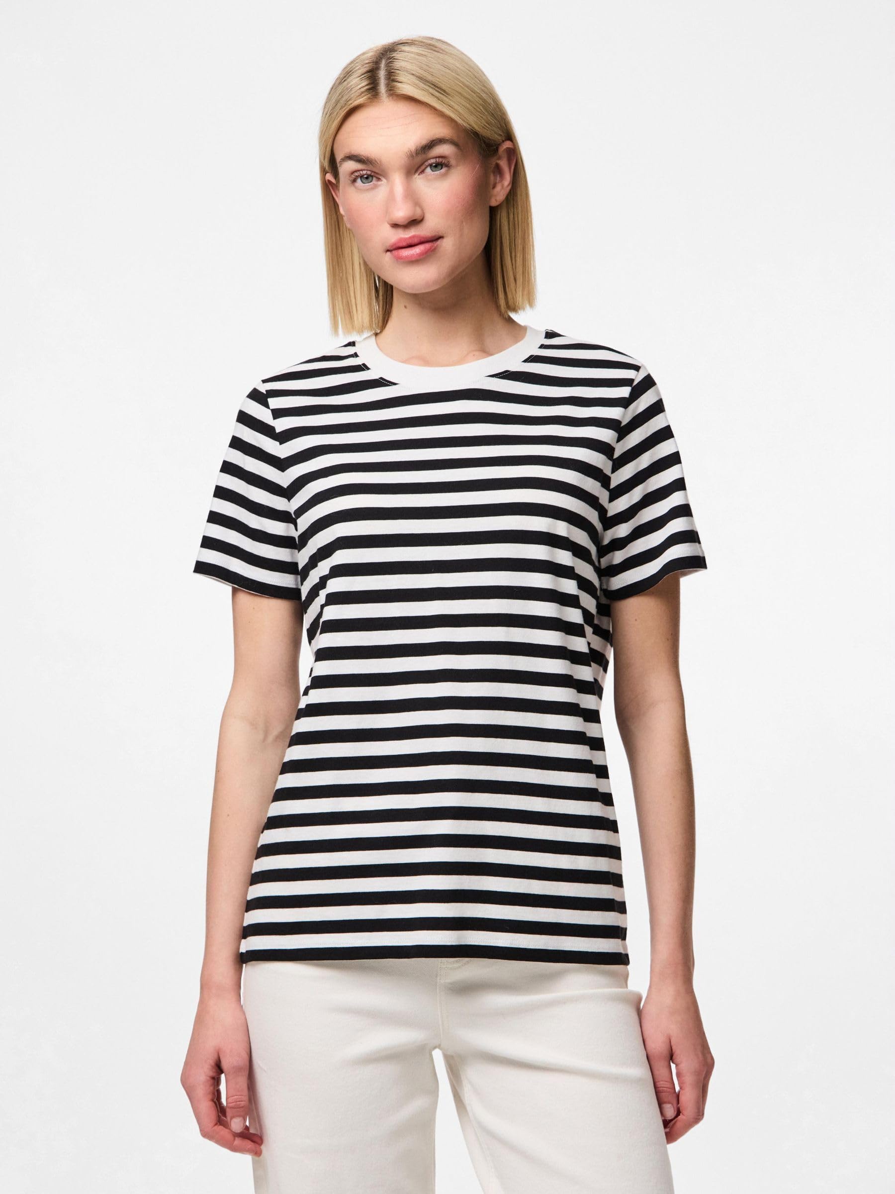 PIECES Pcria T-Shirt Donna Rigata Cotone