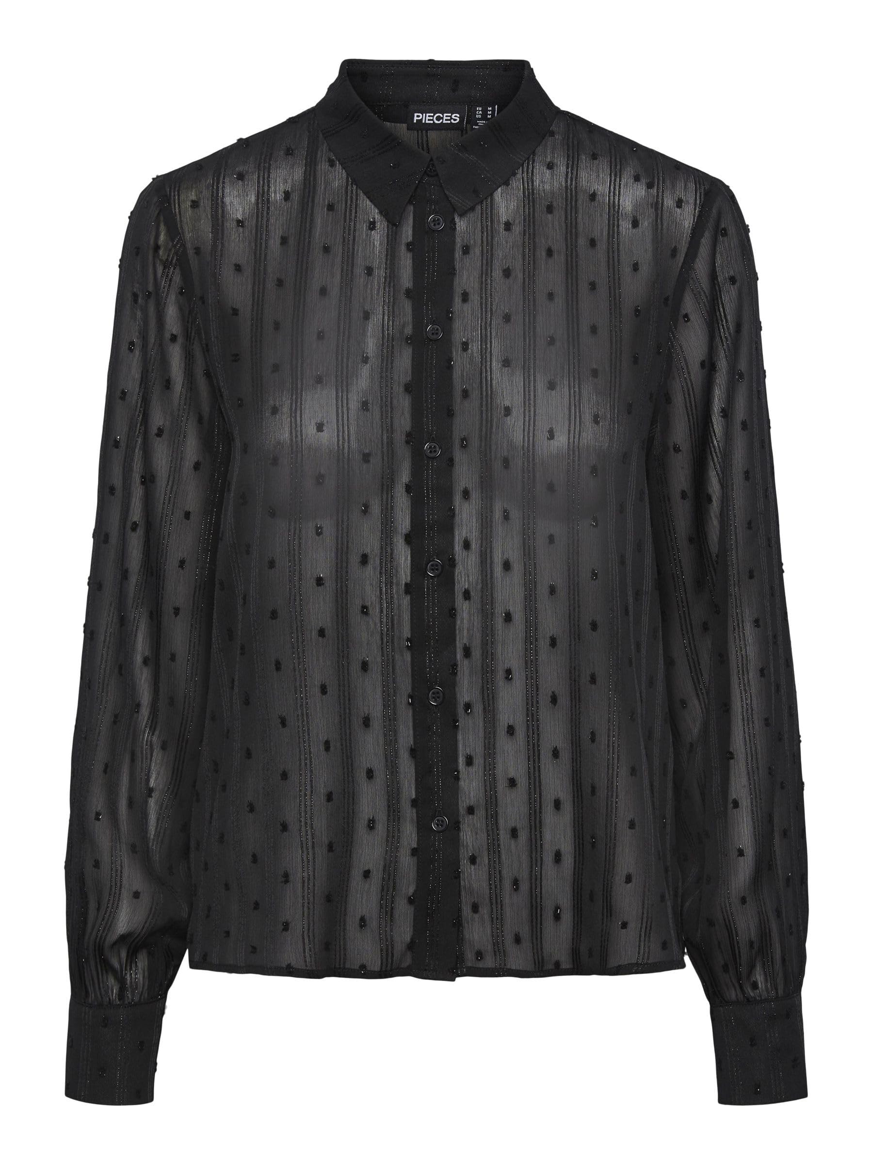 Pieces camicia lurex semitrasparente maniche lunghe