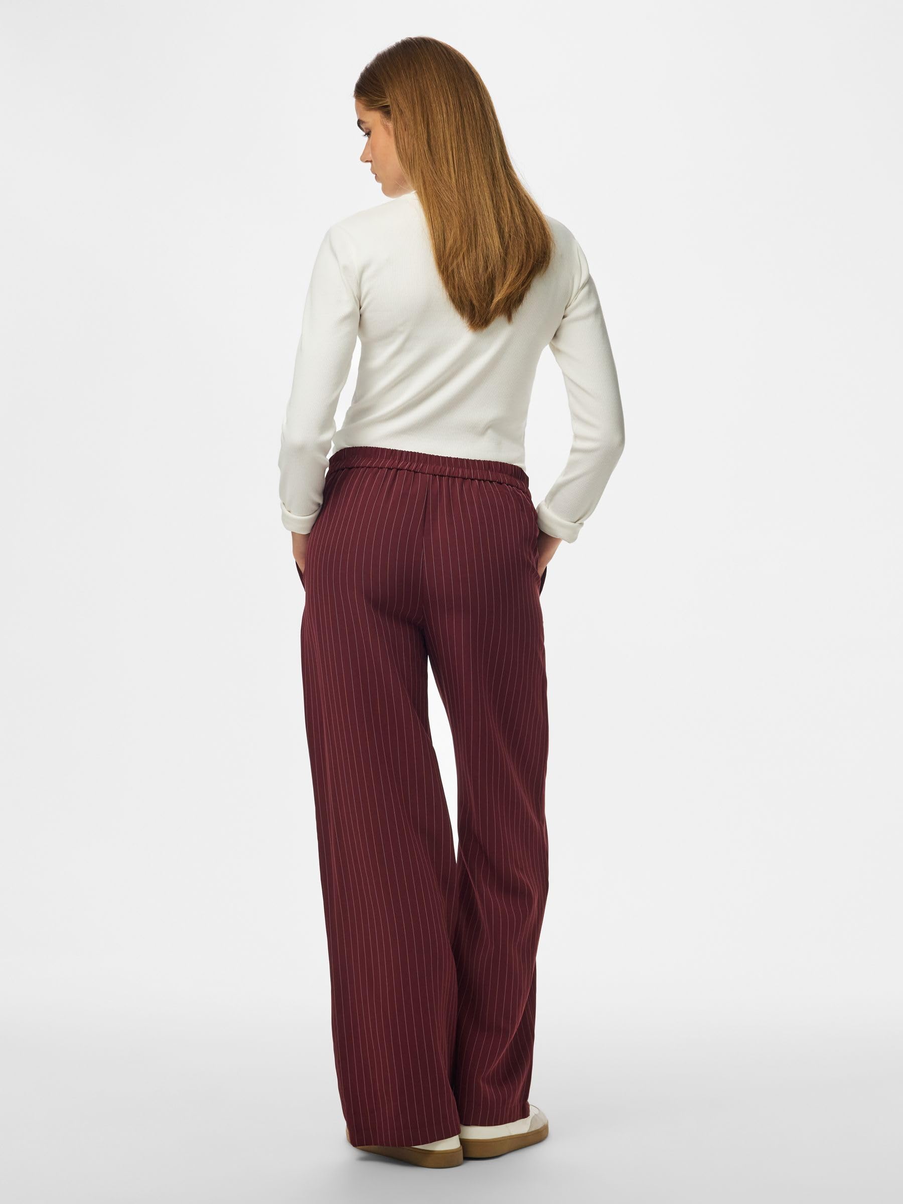 Pieces Pcbozzy HW Wide pantaloni donna a righe vita alta