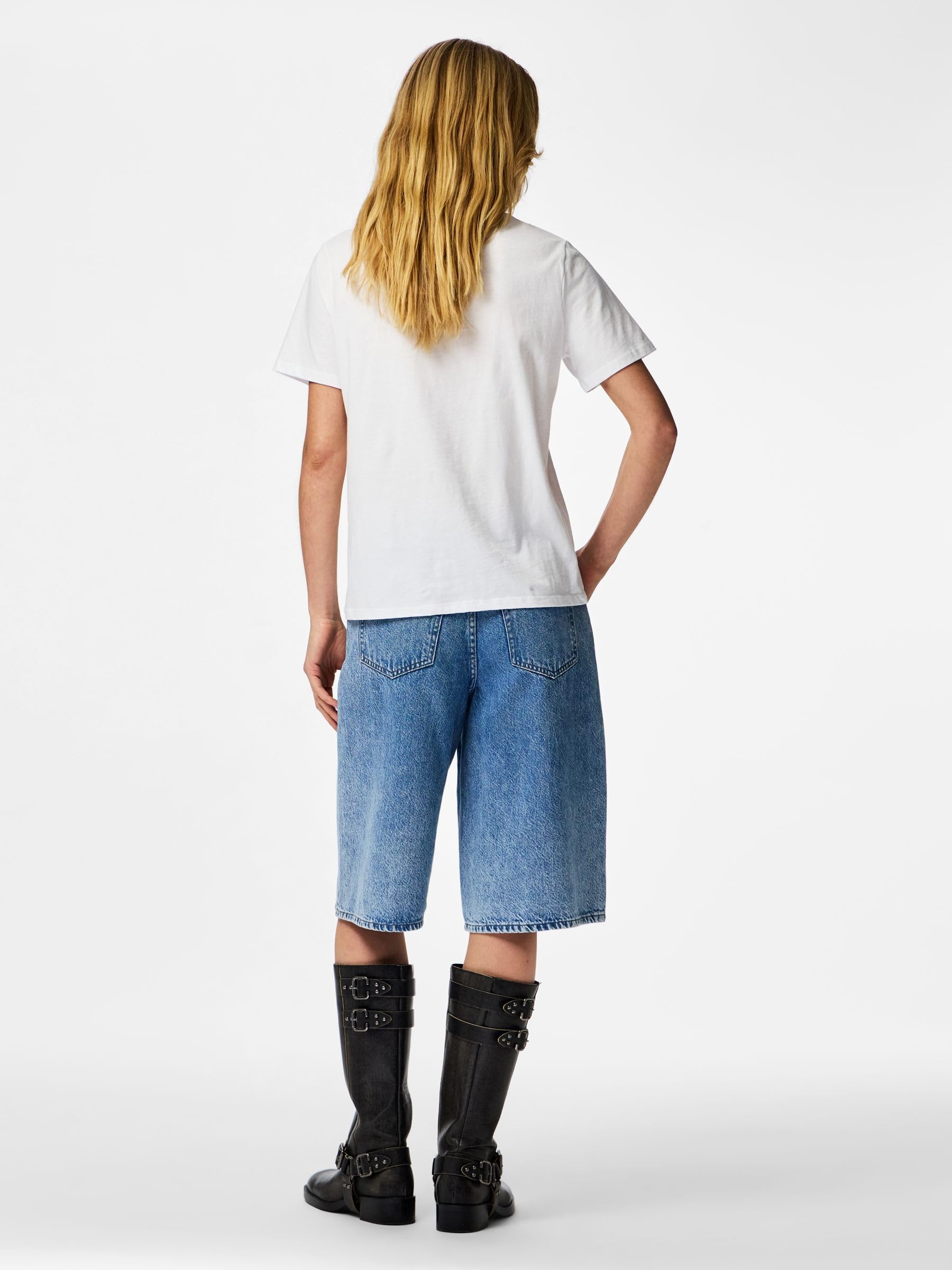 PIECES PCSKY MW shorts jeans donna blu medio