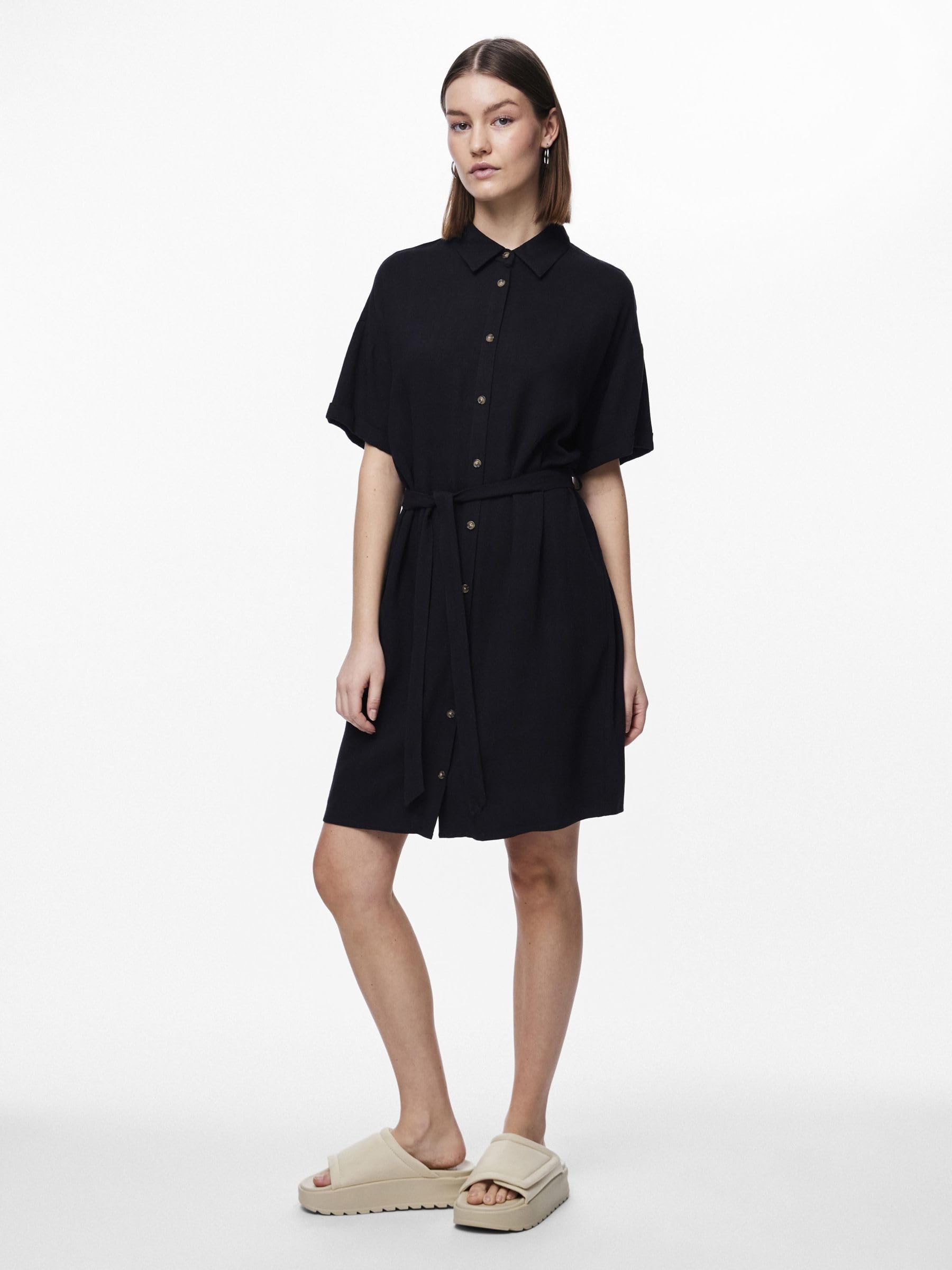 Pieces Pcvinsty Shirt Dress vestito camicia L nero