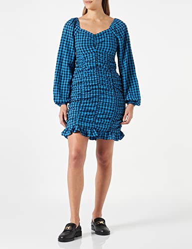 Pieces Pcnoelia LS Dress vestito quadri blu XL
