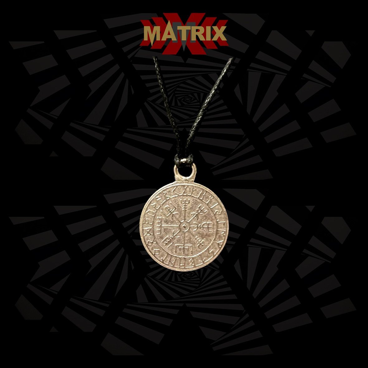Matrix Vegvisir Viking Ruune ciondolo in zamak con cordino